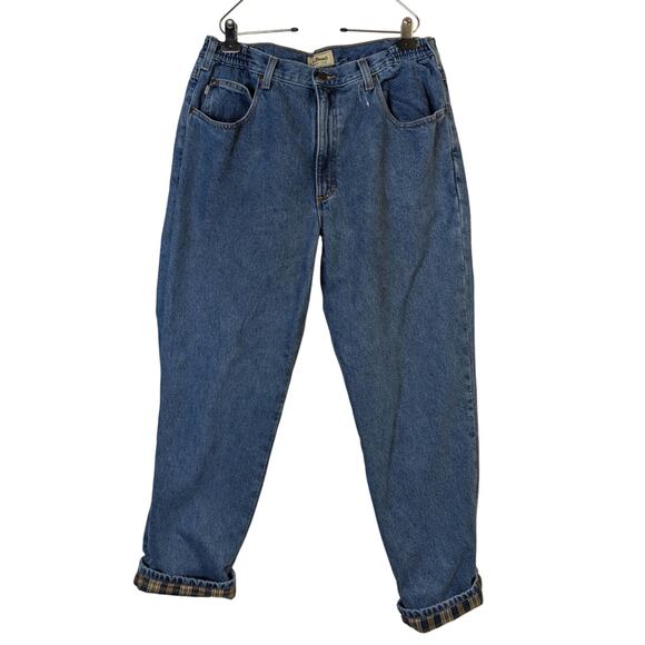 NWOT Vtg LL Bean Flannel Lined Jeans Mens 38x32 Blue Straight Leg Comfort Waist - Picture 1 of 8